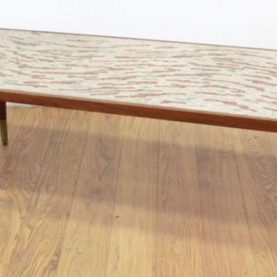Lot 657: Danish Modern Coffee Table with Stone Inlays