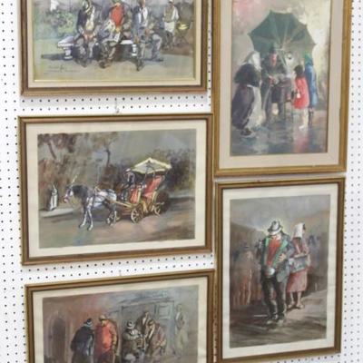 Lot 475: Aniello Eco, 5 Gilt Framed Watercolors 