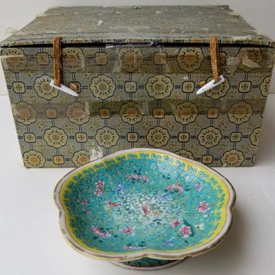 Signed Boxed Qing Chinese Enamel