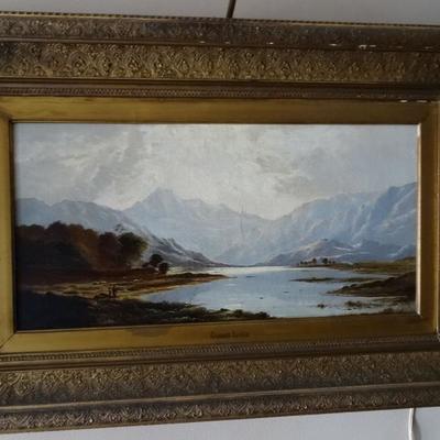Hudson River School painting . Unsigned. 