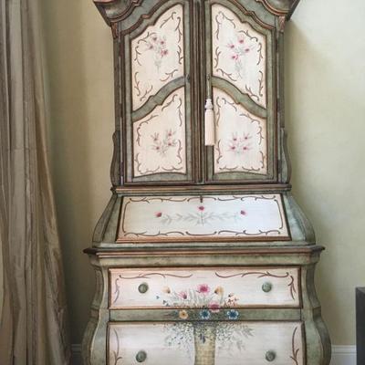 Horchow Secretary with Drop Front and Velvet Lined Drawers