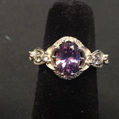 Purple Stone Ring 925 Sterling Silver Size 7