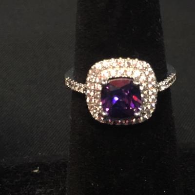 Purple Stone Ring 925 Sterling Silver Size 7