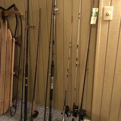  Family Heritage Estate Sales, LLC. New Jersey Estate Sales/ Pennsylvania Estate Sales. Sled. Fishing Poles. 