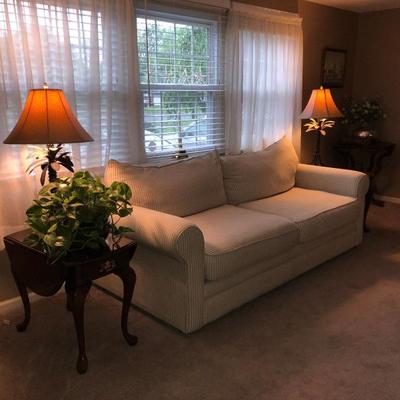  Family Heritage Estate Sales, LLC. New Jersey Estate Sales/ Pennsylvania Estate Sales. White Couch. End Tables. Lamps. 