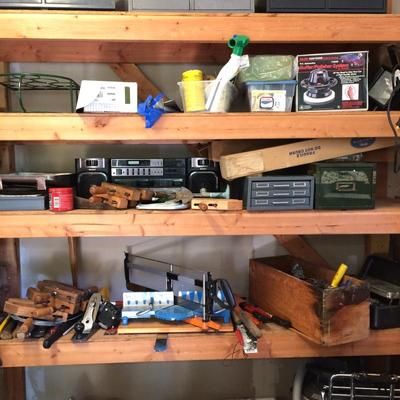 Miscellaneous tools and garden supplies.