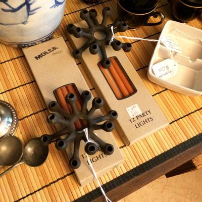 Dansk candleholders with original Danish candles.