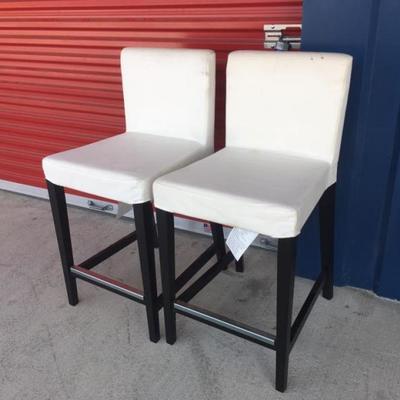 2 White Linen and Black Barstools WN7011 https://www.ebay.com/itm/123347790965