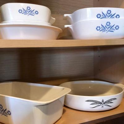Corn Flower Corning Ware, Anchor Hocking Black Wheat Casserole dish  