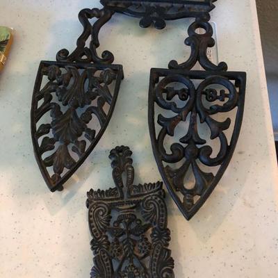 Black Cast Iron Metal Trivets 