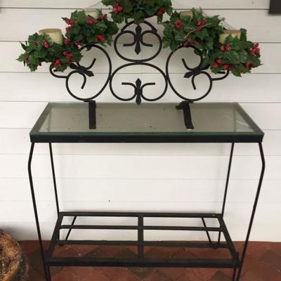 Candle Holder and Metal Table.