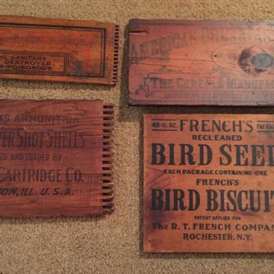 Signs from Wooden Boxes.