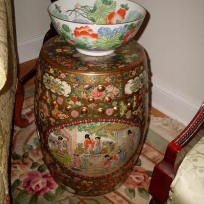 Antique Famille Rose Garden Seat