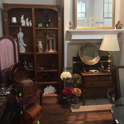 Pecan Bookcase, decoratives 