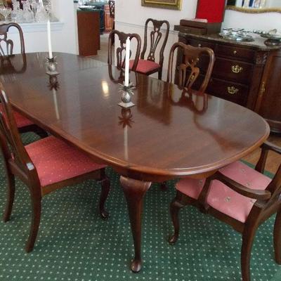 Dining table, table pads and 8 chairs $990
Dining table and pads $450 97 X 45 1/2 X 29 1/2"
8 chairs $540