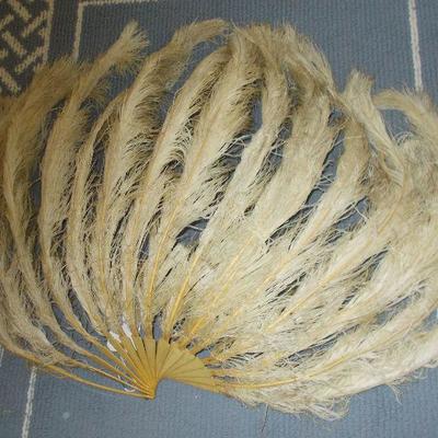 Showgirl celluloid and ostrich feather left and right fans
Right $245