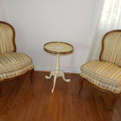 French provincial chair $245 each 18 X 14 X 32"
Table  $35 SOLD
14 12 X 22 1/2"