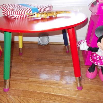 Wooden alligator $10
Pencil leg table $45