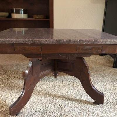 Antique ,pink marble top, wood