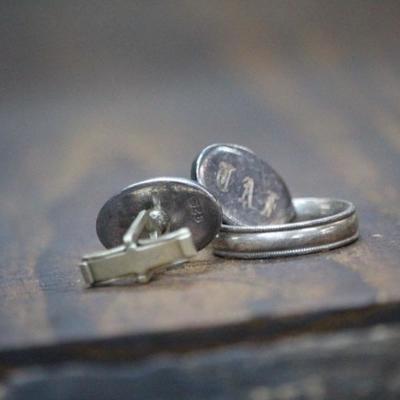 Sterling silver cufflinks & men's band
