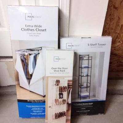 Mainstays Clothes Closet, Shelf Tower, Shoe Rack