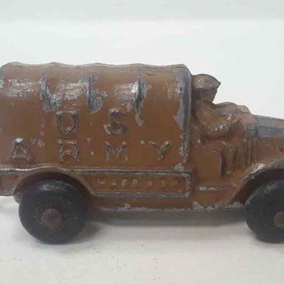 VINTAGE brown metal army wagon 3" RR5064 https://www.ebay.com/itm/123728102660