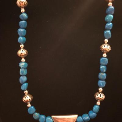 Sterling silver and turquoise necklace with matching bracelet