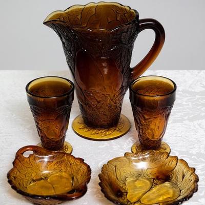 Beautiful Amber depression glass set