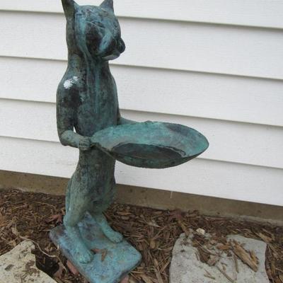 copper feline yard art