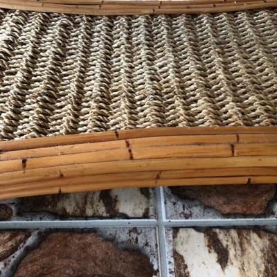 --- Gorgeous woven jute & bamboo w/blue stripe cushions lanai set 	Including: (10% discount on entire set purchase)
	3-cushion sofa...