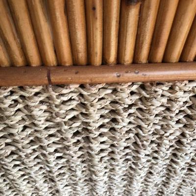 --- Gorgeous woven jute & bamboo w/blue stripe cushions lanai set 	Including: (10% discount on entire set purchase)
	3-cushion sofa...