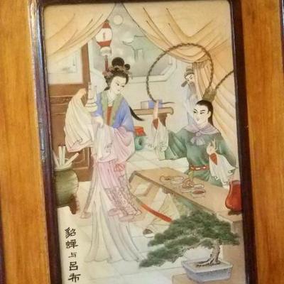 Hand painted porcelain scene