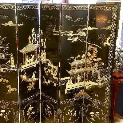 Stone inlaid Chinese screen