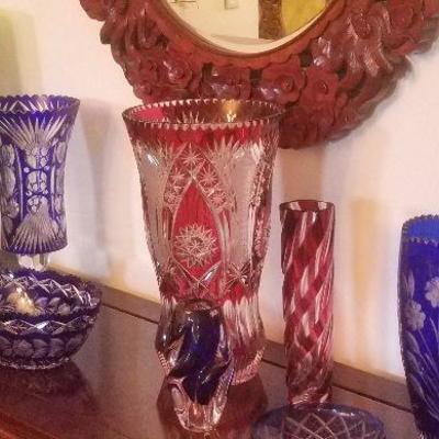 Nice selection of cut to clear Bohemian glass