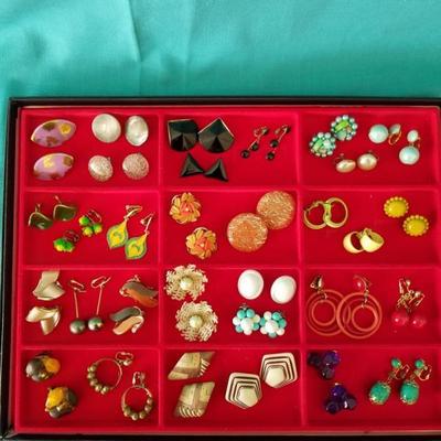 Retro Multi-Colored Clip Earrings