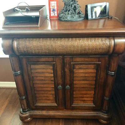 Versatile Console/Cabinet w/woven detail, plantation doors