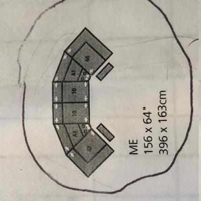 Mylain Black Leather-like Curved Home Theater Seating - 4 power-reclining seats w/2 consoles.