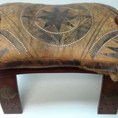 Vintage Egyptian Camel Foot Stool Ottoman Saddle Leather Wood LA6075 https://www.ebay.com/itm/113771189410