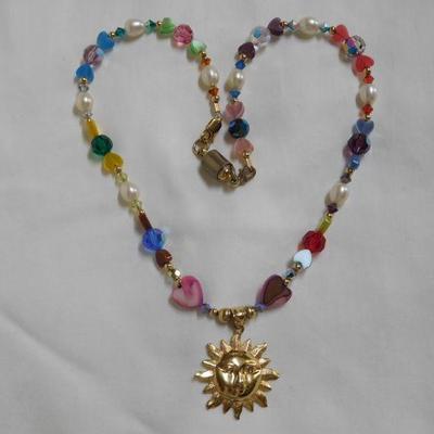 14 k Sun and Beads - Beautiful Necklace