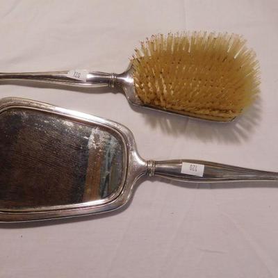 Sterling Brush and Mirror