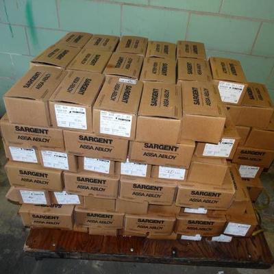Large lot of Sargent door handles and hardware.