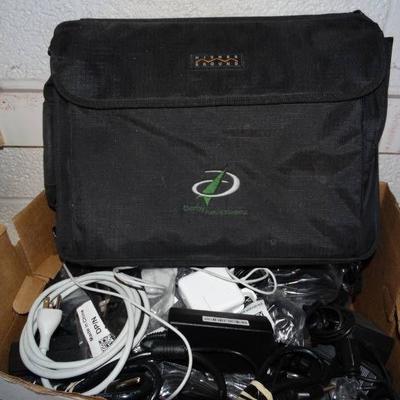 Computer cords and a bag.