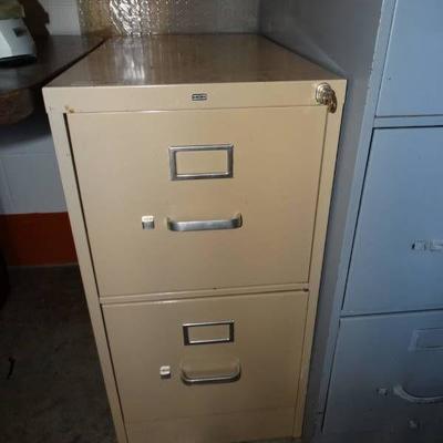 2 Drawer metal file cabinet.