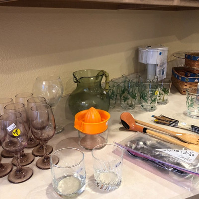Stemware, pitcher, juicer