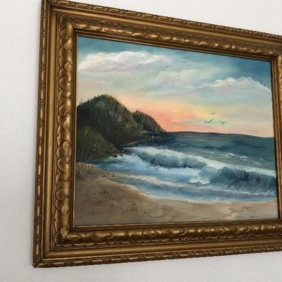 Seaside Wall Art in ornate frame