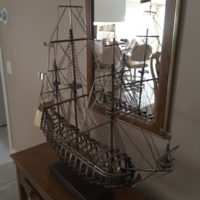 C Jere Metal Sculpture Skeleton Ship Large Size