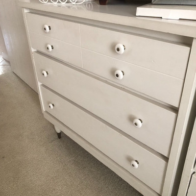 2 Vintage Side-by-Side White Dressers - 34W 17D 32H EACH