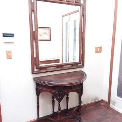 Half Circle Table and Mirror