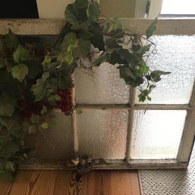 Antique glass paneled window sash