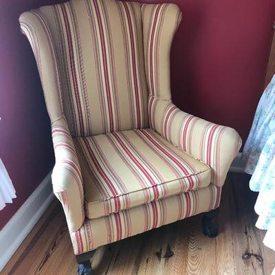 Antique Upholstered Wing Back Chair